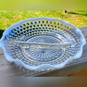 Moonstone divided candy dish